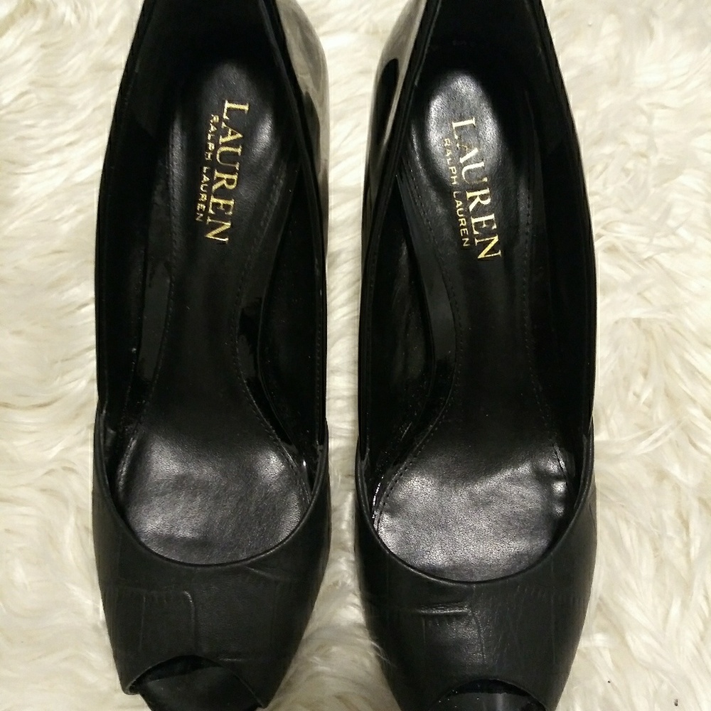Lauren Ralph Lauren Womens Ronna Leather Peep Toe